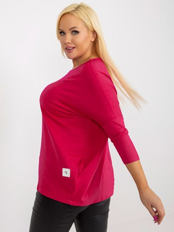 Hurt Fuchsia plus size basic blouse with 3/4 sleeves.