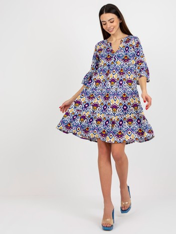 Hurt Purple loose dress with patterns and ruffle SUBLEVEL