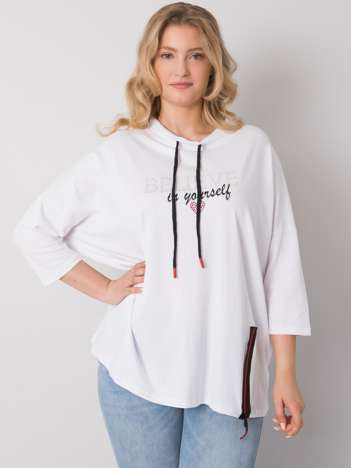 White plus size blouse with rhinestones Philomena