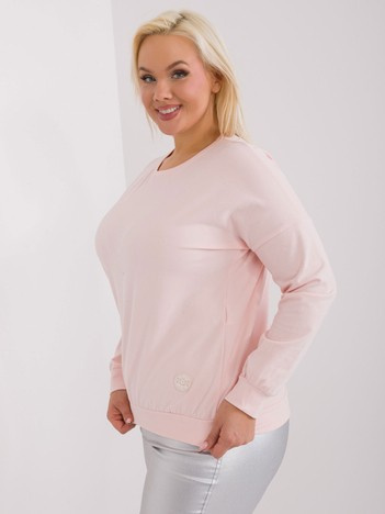 Hurt Light pink plus size blouse with long sleeves.