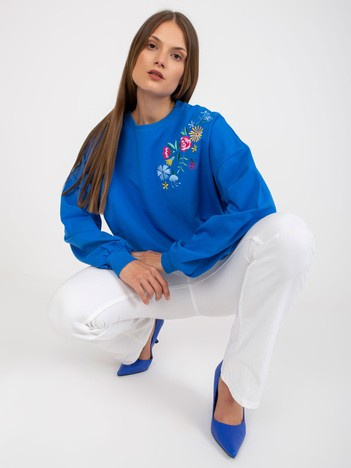 Hurt Dark Blue Cotton Sweatshirt Without Hood RUE PARIS