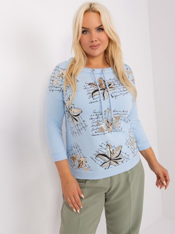 Hurt Light Blue Women's Plus Size Blouse with Print