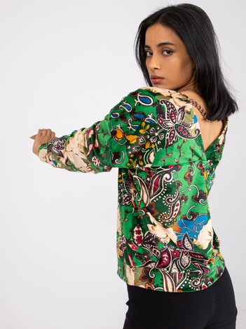 Green patterned blouse with chain Nicola 