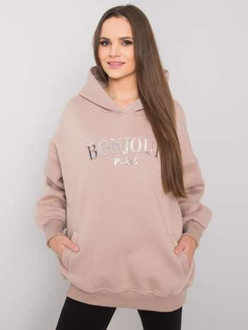 Dark beige hoodie with pockets Lille RUE PARIS.