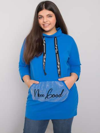 Dark Blue Plus Size Blouse with Crystal Rhinestones 
