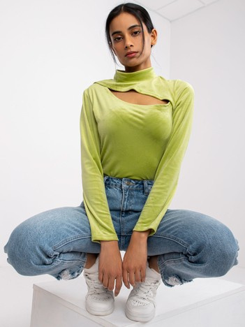 Lime Velour Blouse with Kigali Cutout