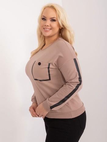 Hurt Dark beige plus size cotton blouse.