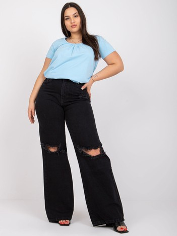 Blue Blue Celeste Cotton Plus Size Blouse