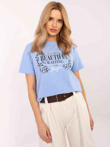 Hurt Light Blue Cotton Women's T-Shirt with Print