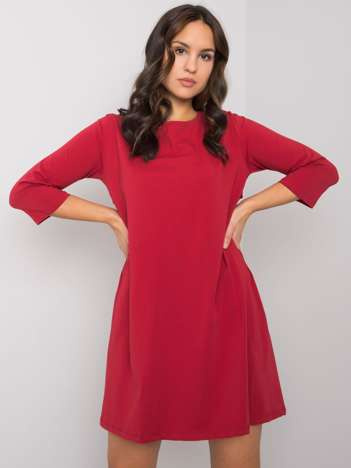Burgundy women's dress with lace Jamelia RUE PARIS.