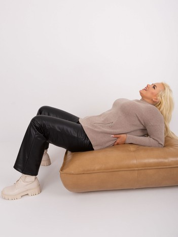 Hurt dark beige women's plus size sweater with a mock turtleneck.
