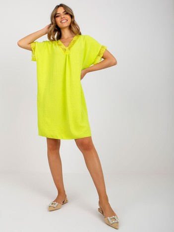 Lime Oversize Dress with Viscose 