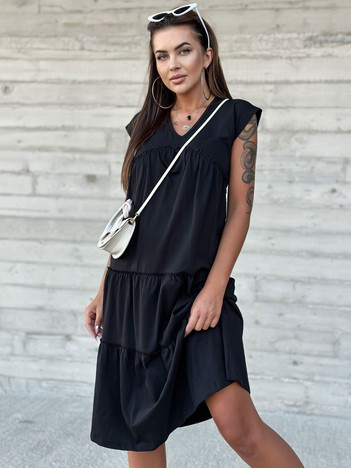 Wholesale Black Loose Dress with Ruffle MAYFLIES