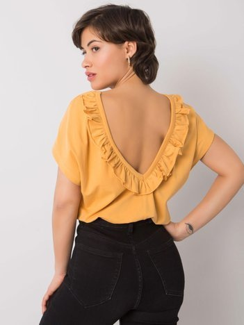 Dark yellow blouse with ruffles Leanne 