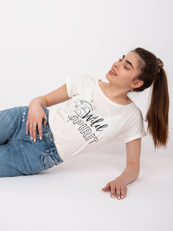 Ecru cotton t-shirt for women Cabrera MAYFLIES