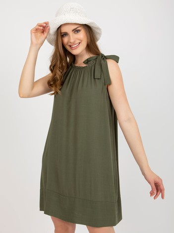 Khaki viscose dress for summer OCH BELLA wholesale.