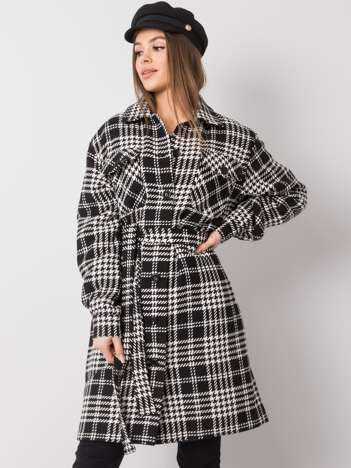 Elina black and white plaid coat