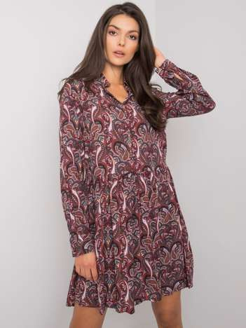 Dark brown dress with prints Alannah FRESH MADE