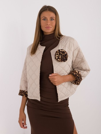 Hurt Beige transitional jacket with leopard lining.