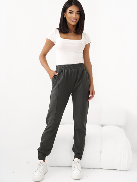 Dark khaki sweatpants with buttons Cindy RUE PARIS 