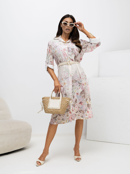 Beige shirt dress for summer.