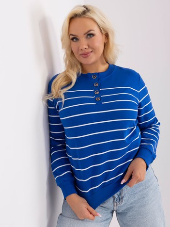 Hurt cobalt cotton plus size striped blouse.