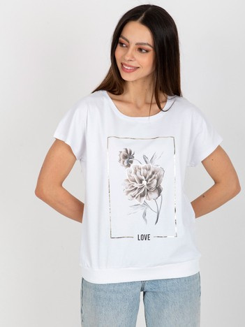 Hurt White cotton blouse with print RUE PARIS.