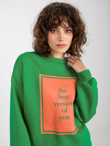 Wholesale Green oversized sweatshirt with print.