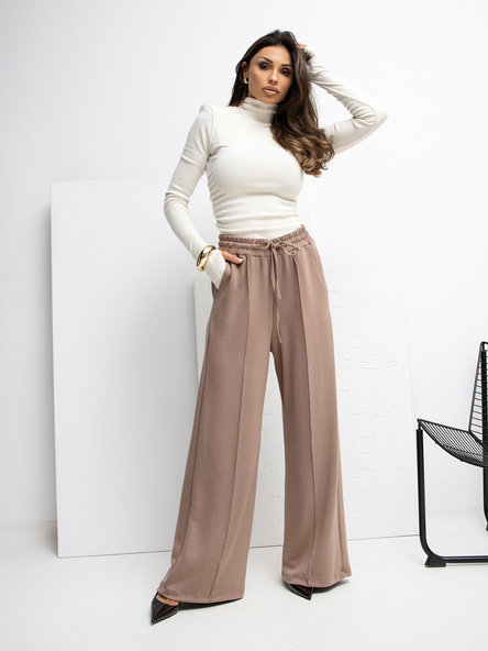 Dark beige palazzo pants with pockets RUE PARIS.