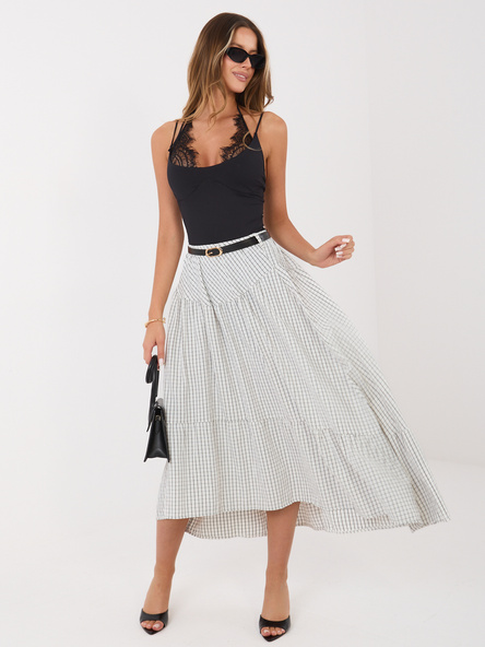 Ecru summer checkered skirt.