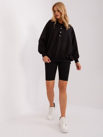 Hurt Black three-piece casual set with a wide sweatshirt.