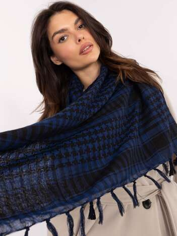 Hurt navy blue and black checkered keffiyeh scarf.