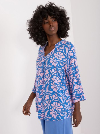 Hurt Blue-pink summer blouse with SUBLEVEL pattern.