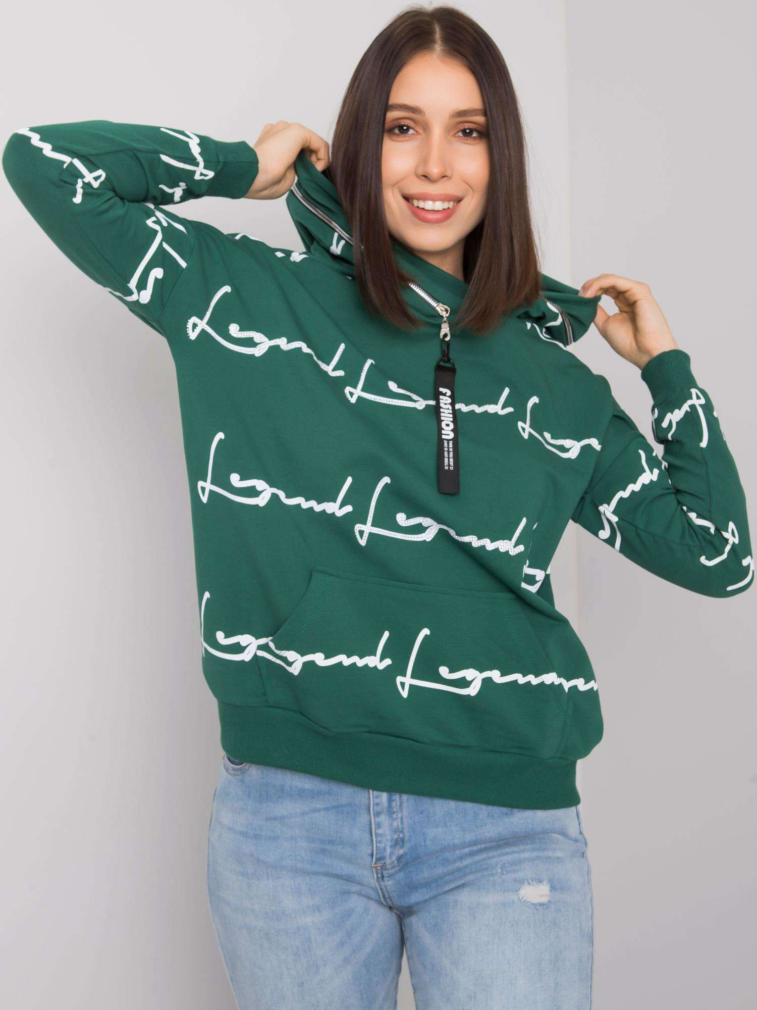 Dunkelgrüne Plus-Size-Jacke mit Tasche Jossy.