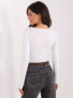 Ecru dopasowana bluzka z haftem