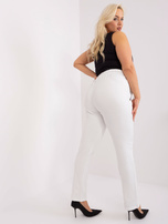 Hurt Ecru dresowe spodnie plus size z ozdobnymi troczkami