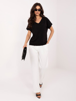 Czarna damska bluzka oversize z dekoltem V RUE PARIS 