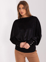 Hurtownia Czarna bluzka wizytowa z długim rękawem RUE PARIS 