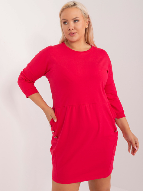 Hurt Czerwona sukienka plus size z rękawem 3/4