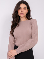 Ciemnobeżowa bluzka w prążek RUE PARIS  