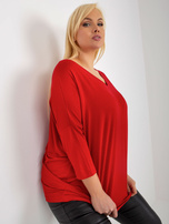 Hurt Red women's plus size basic blouse made of viscose.