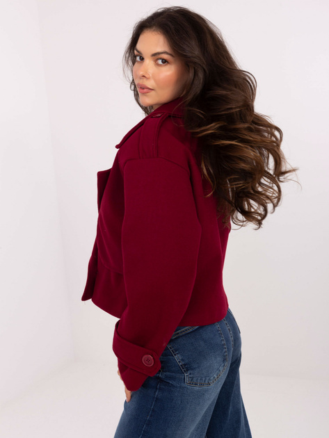 Bordowy krótki płaszcz z podszewką RUE PARIS