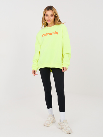 Fluo żółta damska bluza oversize z ociepleniem 