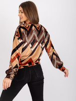 Brązowo-beżowa welurowa bluzka z printami Lea