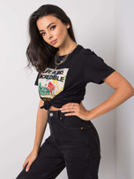 Czarny t-shirt z napisem Adalia