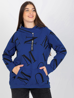 Hurt Ciemnoniebieska damska bluza plus size z literami 