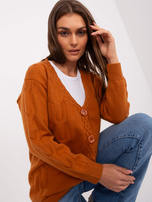 Hurt Jasnobrązowy sweter rozpinany z warkoczami 