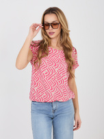 Koralowa letnia bluzka z gumką na dole SUBLEVEL 