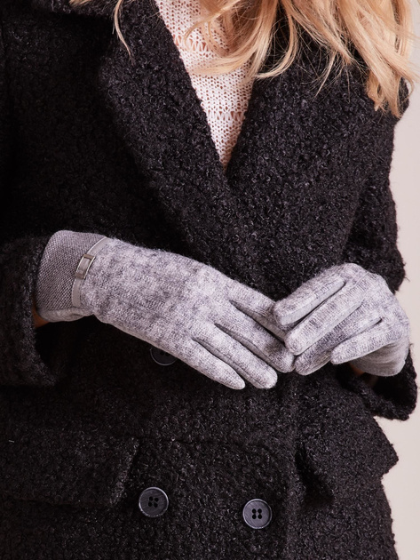 Szare rękawiczki z dzianinową wstawką