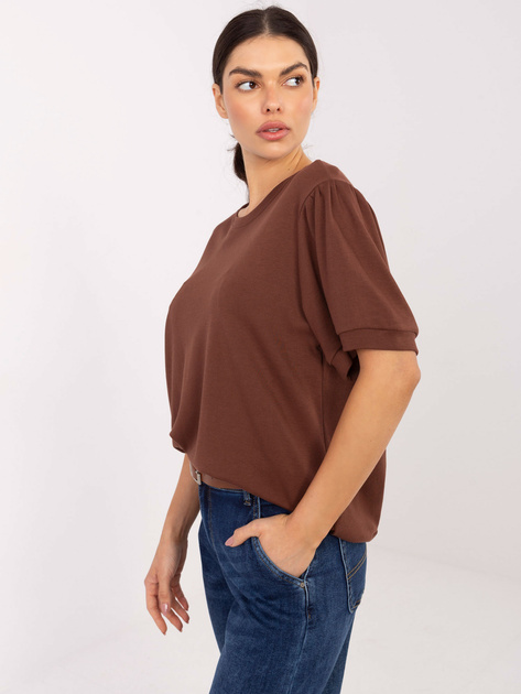Brązowa bluzka basic z domieszką modalu